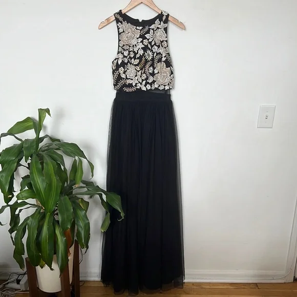 betsy and adam beaded dress Betsy & Adam Strapless Tuxedo Bodice Prom Dress A24228 main image 1